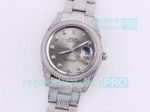 Replica Rolex Datejust Grey Diamond Dial Watch Diamond Oyster Bracelet